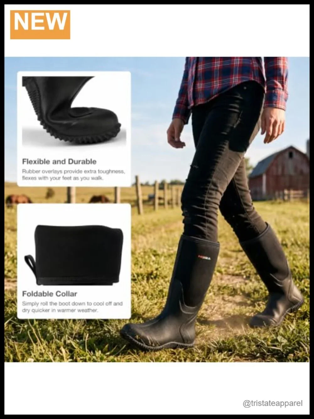Women's Waterproof Insulated Neoprene Rubber Rain Boots Anti-Slip